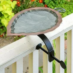 Achla Aspen Leaf Bird Bath With Over Rail Bracket