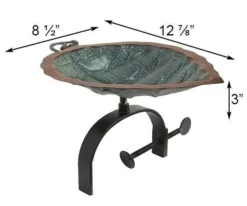 Achla Aspen Leaf Bird Bath With Over Rail Bracket