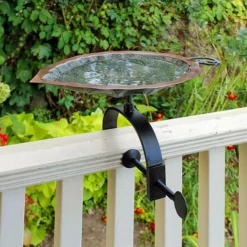 Achla Aspen Leaf Bird Bath With Over Rail Bracket