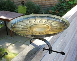 Achla African Daisy Bird Bath With Over Rail Bracket