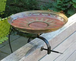 Achla Red African Daisy Bird Bath With Over Rail Bracket