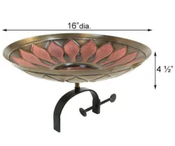 Achla Red African Daisy Bird Bath With Over Rail Bracket