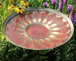 Achla Standing Bird Baths Red African Daisy Bird Bath With Stake