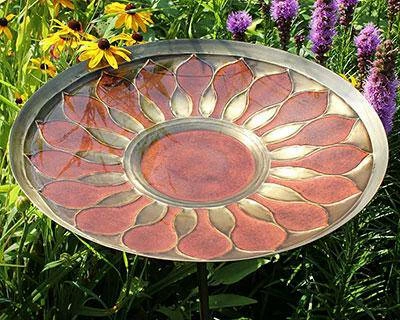 Achla Standing Bird Baths Red African Daisy Bird Bath With Stake 3 Achla Standing Bird Baths Red African Daisy Bird Bath With Stake