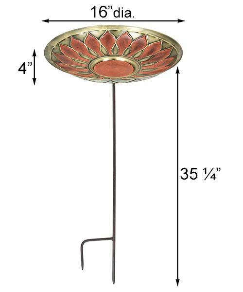 Achla Standing Bird Baths Red African Daisy Bird Bath With Stake 4 Achla Standing Bird Baths Red African Daisy Bird Bath With Stake
