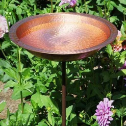 Achla Hammered Solid Copper Bird Bath With Stake