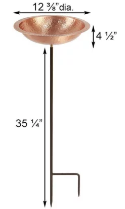 Achla Hammered Solid Copper Bird Bath With Stake
