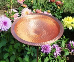 Achla Hammered Solid Copper Bird Bath With Stake