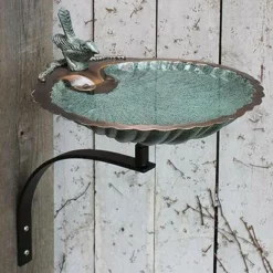 Achla Scalloped Shell Bird Bath With Wall Bracket
