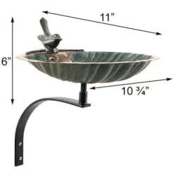 Achla Scalloped Shell Bird Bath With Wall Bracket