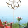 Ancient Graffiti Lawn & Garden Kinetic Copper Colored Large Dual Feather 87" Spinner
