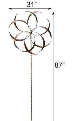 Ancient Graffiti Lawn & Garden Kinetic Copper Colored Large Dual Feather 87" Spinner