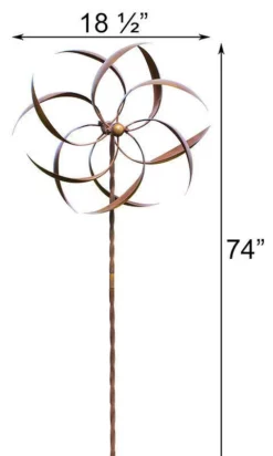 Ancient Graffiti Lawn & Garden Kinetic Dual Feather Copper Colored 74" Spinner