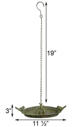 Esschert Design Aged Metal Hanging Bird Bath With Two Birds