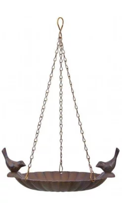 Esschert Design Petite Hanging Bird Bath With Bird Accents