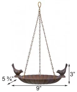 Esschert Design Petite Hanging Bird Bath With Bird Accents