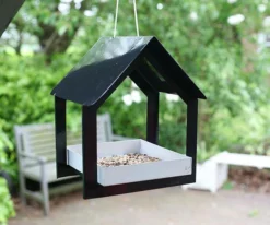 Esschert Design Hanging Fly Through Black & Gray Bird Feeder Hanging Feeders