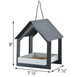 Esschert Design Hanging Fly Through Black & Gray Bird Feeder Hanging Feeders