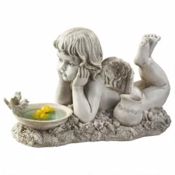 Design Toscano Summertime Reflections Cherub Garden Statue Bird Bath