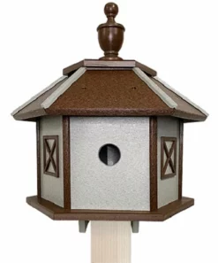 Green Meadow Houses & Feeders Polywood Recycled Plastic Gazebo Bird House, Brown And Gray Post / Pole Mounted Houses