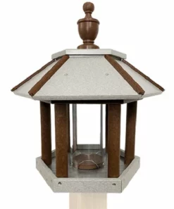 Green Meadow Houses & Feeders Polywood Recycled Plastic Gazebo Bird Feeder, Brown And Gray Post / Pole Mounted Feeders