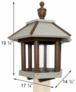 Green Meadow Houses & Feeders Polywood Recycled Plastic Gazebo Bird Feeder, Brown And Gray Post / Pole Mounted Feeders