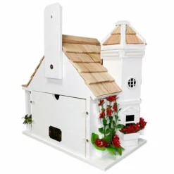 Home Bazaar Yuletide Cottage White Bird House 9 Home Bazaar Yuletide Cottage White Bird House