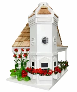 Home Bazaar Yuletide Cottage White Bird House 8 Home Bazaar Yuletide Cottage White Bird House