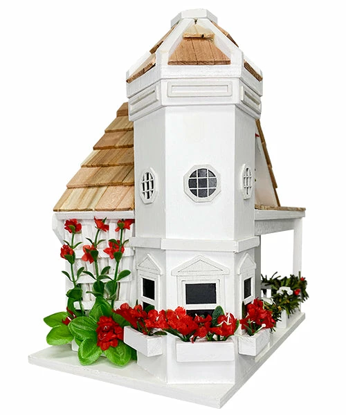 Home Bazaar Yuletide Cottage White Bird House 5 Home Bazaar Yuletide Cottage White Bird House