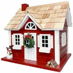 Home Bazaar Christmas Cape Red Bird House With LEDs