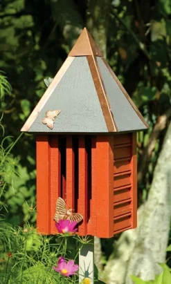 Heartwood Flutterbye Butterfly House & Pole, Redwood Butterflies
