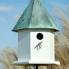 Post / Pole Mounted Houses Heartwood Copper Songbird Deluxe Bird House With Verdigris Roof