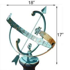 Rome Industries Armillary Brass Verdigris 18" Sundial With Star