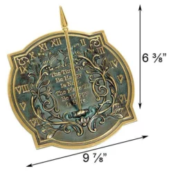 Rome Industries Happiness Brass Verdigris 9.875" Sundial Lawn & Garden