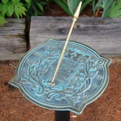 Rome Industries Happiness Brass Verdigris 9.875" Sundial Lawn & Garden