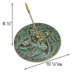 Rome Industries Rosette Brass Verdigris 10.5" Sundial Lawn & Garden