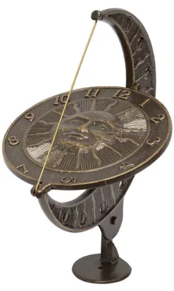 Whitehall Products Sun And Moon French Bronze 12" Aluminum Sundial Lawn & Garden