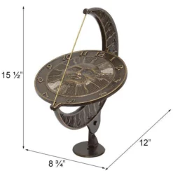 Whitehall Products Sun And Moon French Bronze 12" Aluminum Sundial Lawn & Garden