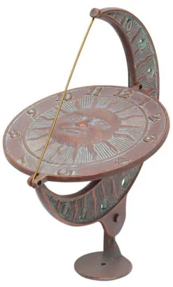 Whitehall Products Sun And Moon Copper Verdi 12" Aluminum Sundial Lawn & Garden