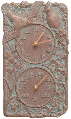 Whitehall Products Lawn & Garden Cardinal Copper Verdi 13.5" Clock & Thermometer