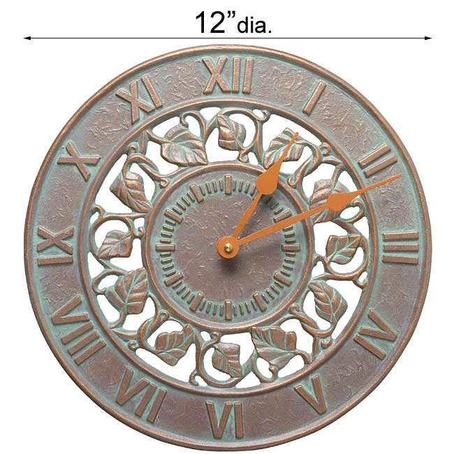 Whitehall Products Ivy Silhouette Copper Verdi 12" Clock 4 Whitehall Products Ivy Silhouette Copper Verdi 12" Clock
