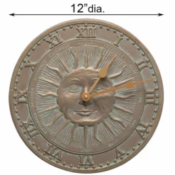 Whitehall Products Sunface Copper Verdi 12" Clock Lawn & Garden