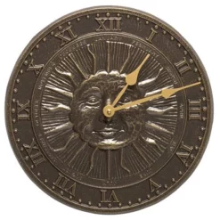 Whitehall Products Sunface French Bronze 12" Clock Lawn & Garden
