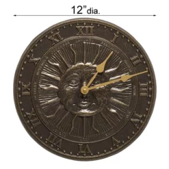 Whitehall Products Sunface French Bronze 12" Clock Lawn & Garden
