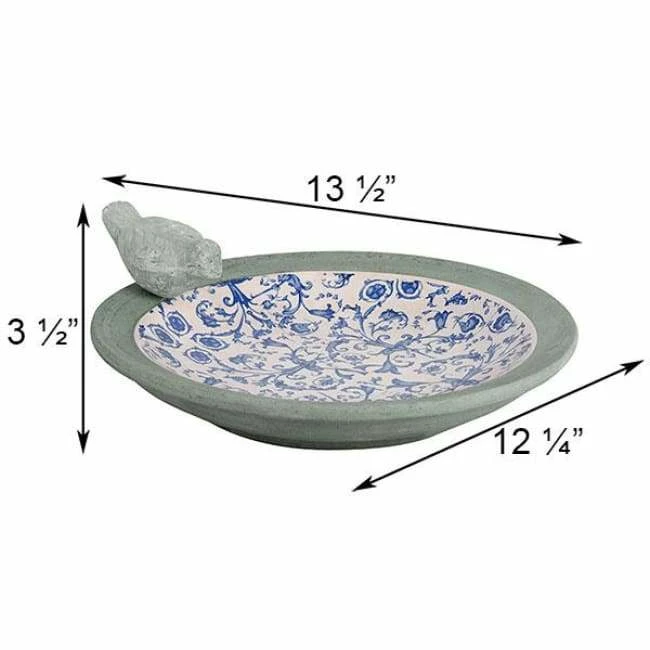 Esschert Design Aged Ceramic Blue And White Ground Bird Bath Ground Bird Baths 4 Esschert Design Aged Ceramic Blue And White Ground Bird Bath Ground Bird Baths