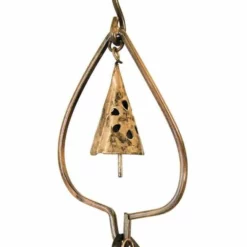 Ancient Graffiti Aspen Leaf And Bell Rain Chain, Aged Copper Lawn & Garden