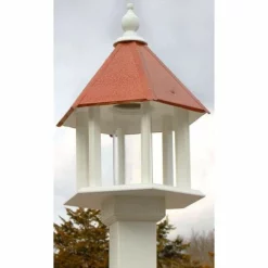A Wing And A Prayer Decorative Feeders Azalea Bird Feeder With Hammered Copper Colored Metal Roof