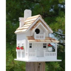 Home Bazaar Backyard Cottage White Bird House Decorative Houses