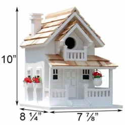 Home Bazaar Backyard Cottage White Bird House Decorative Houses
