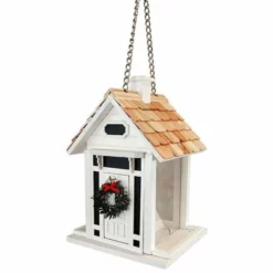 Home Bazaar Hanging Feeders Bellport Cottage Holiday White Bird Feeder